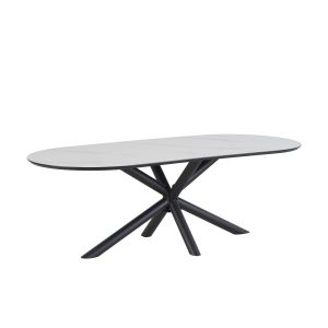 Sirius eetkamertafel Capsulevorm 230X100 MDF+HPL Wit Marmer 25MM