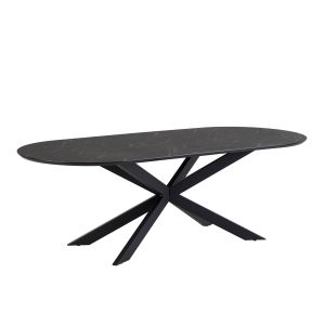 Solar eetkamertafel Capsulevorm 190X100 MDF+HPL Zwart Marmer 25MM