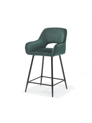 Katy barkruk zwart - Stof Velours Groen