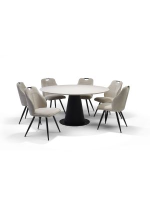 Basic eetkamertafel Rond 150 HPL1 Kasjmiergrijs+TM02